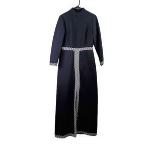 Vintage 1960's Bleeker Street Black Maxi Party Dress ILGWU Tag Sz 14